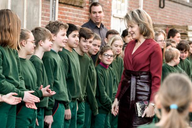 Bezoek van Koningin Mathilde aan de GO Tuinbouwschool in Melle in het kader van de Vlaamse Week tegen Pesten Visite de la Reine Mathilde à l'école GO...