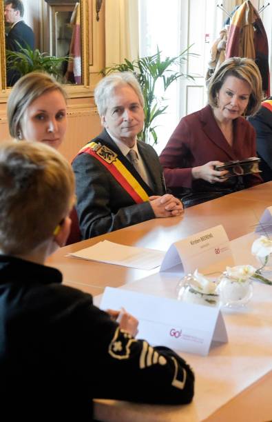 Bezoek van Koningin Mathilde aan de GO Tuinbouwschool in Melle in het kader van de Vlaamse Week tegen Pesten Visite de la Reine Mathilde à l'école GO...