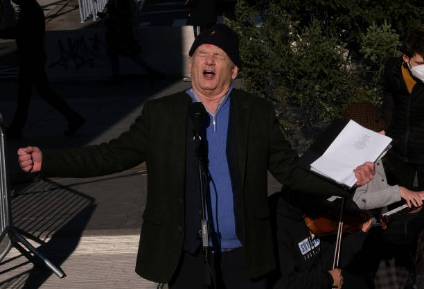 NY: Bill Murray Promotes New Movie With Performance In Washington Square Park