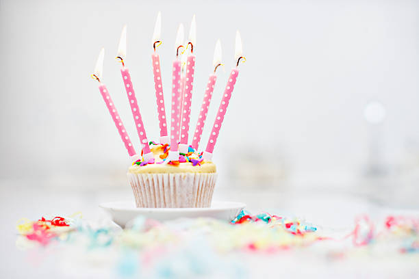 Birthday candles on cupcake