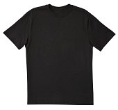 Blank Black T-Shirt Front with Clipping Path.