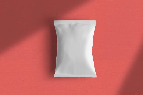 blank plastic package mockuptemplate in red solid background picture