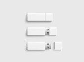 Blank white usb drive design mock up set, clipping path
