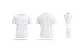 Blank white wrinkled t-shirt mock up, different views