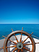 Boat helm on the sea