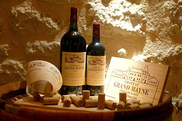 bottles of saint emilion grand cru classe chateaux grand mayne are picture