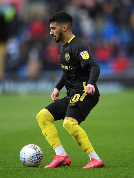 Brentford player Said Benrahma in action during the Sky Bet Championship match between Cardiff City and Brentford at Cardiff City Stadium on February...