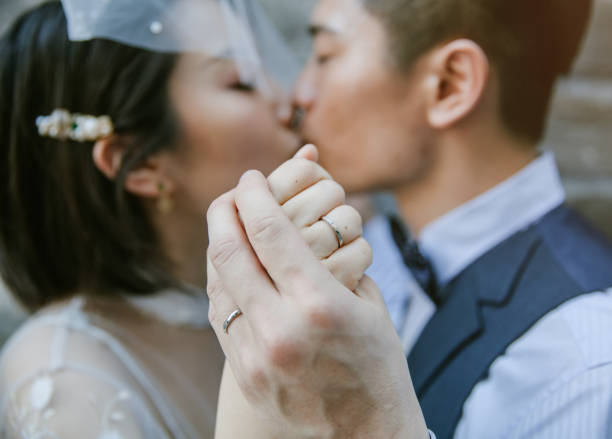 bride and groom - wedding proposal of asian couple stock pictures, royalty-free photos & images