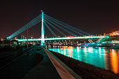 beautiful view illuminated bridge lovers over