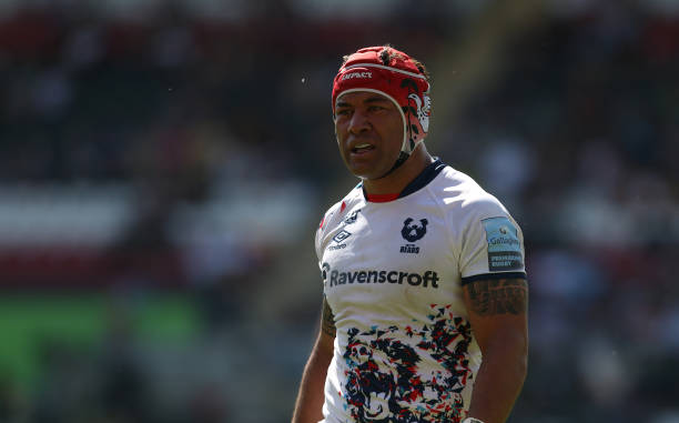 LEICESTER, ENGLAND - JUNE 05: Bristol Bears' Siale Piutau during the Gallagher Premiership Rugby match between Leicester Tigers and Bristol at Welford Road on June 5, 2021 in Leicester, England. (Photo by Stephen White - CameraSport via Getty Images)