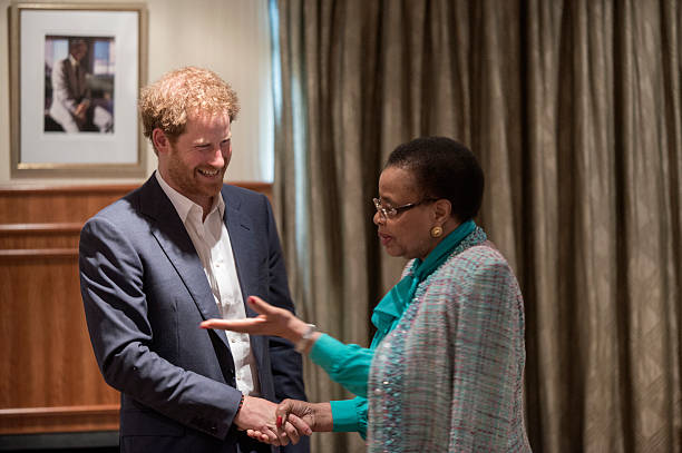 britains-prince-harry-shakes-hand-with-the-widow-of-former-south-picture-id499785324