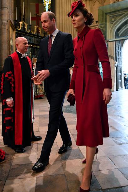 Britain's Prince William Duke of Cambridge and Britain's Catherine Duchess of Cambridge attend the annual Commonwealth Service at Westminster Abbey...