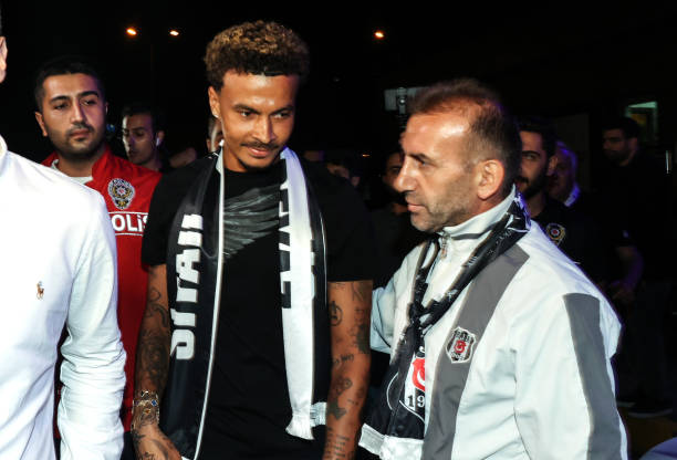 British football player Dele Alli, who is on the transfer agenda of Besiktas is welcomed by fans at Ataturk Airport in Istanbul, Turkiye on August...