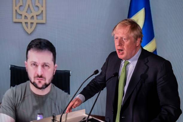 GBR: Ukraine President Appears By Videolink At Embassy VIP Charity Event "Brave"