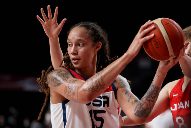 Brittney Griner of USA during the Women's Basketball Gold Medal Final between United States and Japan on day sixteen of the Tokyo 2020 Olympic Games...