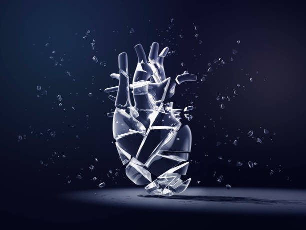 broken glass heart - heartbreaks stock pictures, royalty-free photos & images