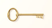 Bronze Key on White Background