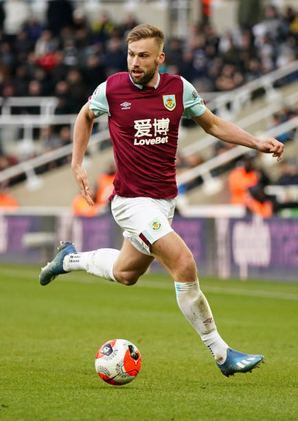 Burnley's Charlie Taylor during the Premier League match between Newcastle United and Burnley FC at St James Park on February 29 2020 in Newcastle...