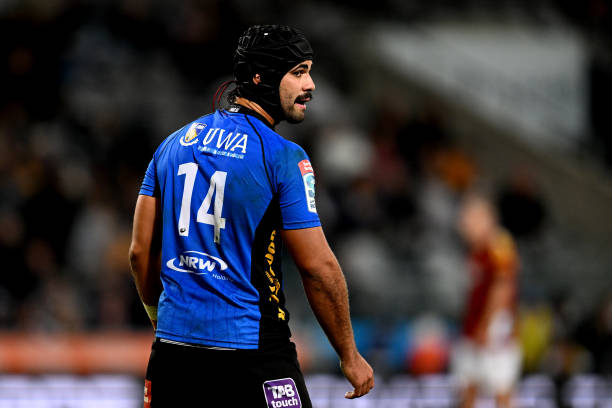 DUNEDIN, NEW ZEALAND - MAY 13: Byron Ralston of the Force looks on during the round 13 Super Rugby Pacific match between the Highlanders and the Western Force at Forsyth Barr Stadium on May 13, 2022 in Dunedin, New Zealand. (Photo by Joe Allison/Getty Images)