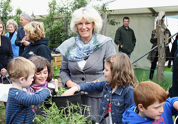 camilla-duchess-of-cornwall-smiles-as-she-helps-children-with-some-picture-id114948540