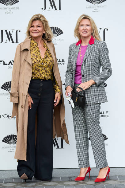 Cari Lapique and Miriam Lapique attend the Jorge Vazquez fashion show during Mercedes Benz Fashion Week Madrid September 2021 at Mandarin Ritz Hotel...