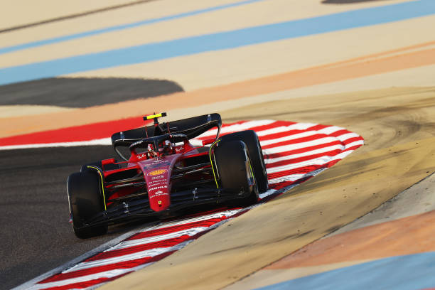Carlos Sainz of Spain driving the Ferrari F1-75 on track during Day One of F1 Testing at Bahrain International Circuit on March 10, 2022 in Bahrain,...