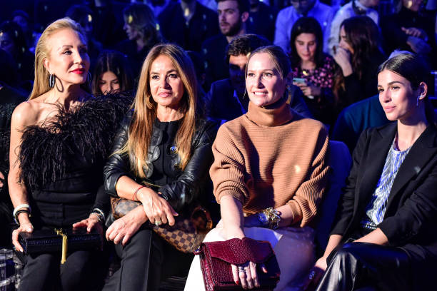 Carmen Lomana Fiona Ferrer and Sandra Gago attend Pedro del Hierro fashion show during the Merecedes Benz Fashion Week Autum/Winter 202021 on January...