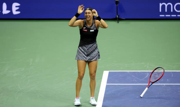 Caroline Garcia of France celebrates her victory against Coco Gauff of USA during day 9 of the US Open 2022, 4th Grand Slam event of the season at...