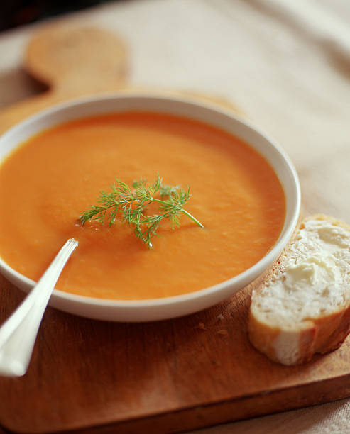 carrot soup - carrot puree stock pictures, royalty-free photos & images