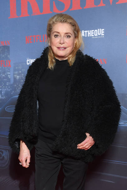 Catherine Deneuve attends the The Irishman premiere at la Cinematheque on October 17 2019 in Paris France