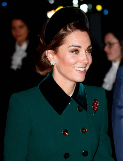 Catherine Duchess of Cambridge attends a service to mark the centenary of the Armistice at Westminster Abbey on November 11 2018 in London England...