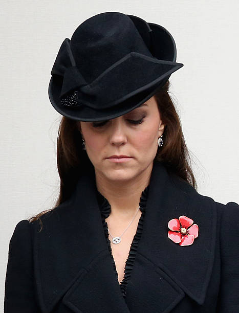 Catherine Duchess of Cambridge attends the annual Remembrance Sunday Service at the Cenotaph on Whitehall on November 9 2014 in London United Kingdom...