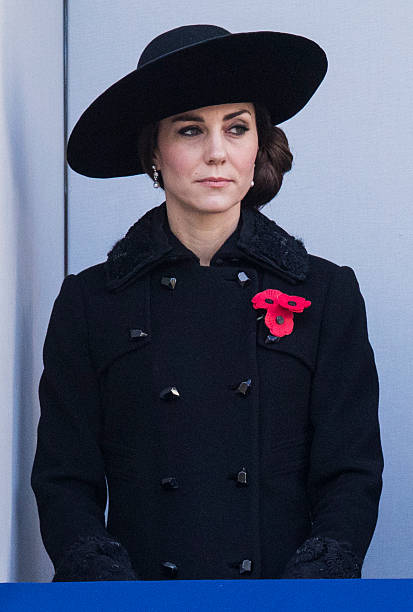 Catherine Duchess of Cambridge attends the annual Remembrance Sunday Service at the Cenotaph on Whitehall on November 13 2016 in London England The...