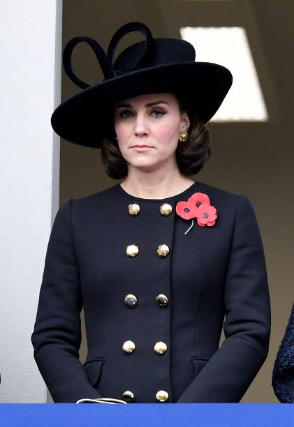 Catherine Duchess of Cambridge during the annual Remembrance Sunday Service at The Cenotaph on November 12 2017 in London England