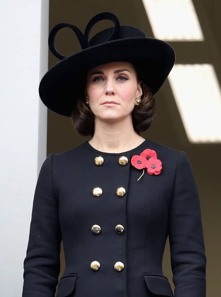 Catherine Duchess of Cambridge during the annual Remembrance Sunday memorial on November 12 2017 in London England The Prince of Wales senior...