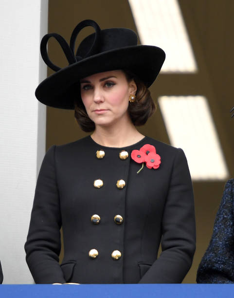 Catherine Duchess of Cambridge during the annual Remembrance Sunday Service at The Cenotaph on November 12 2017 in London England