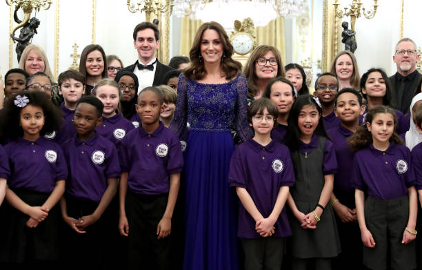 Catherine Duchess of Cambridge makes a speech as she hosts a Gala Dinner in celebration of the 25th anniversary of Place2Be at Buckingham Palace on...