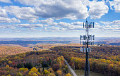 Cell phone or mobile service tower in forested area of West Virginia providing broadband service