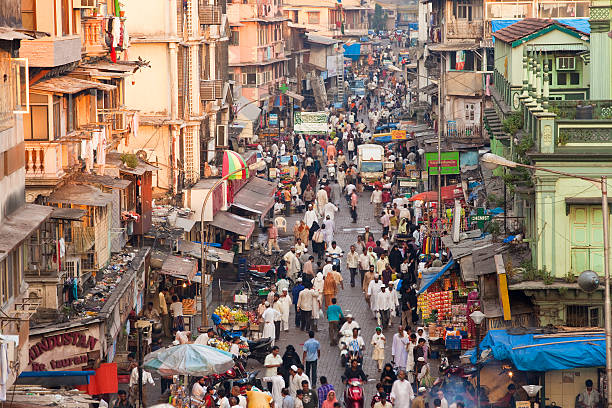 central bazaar district, mumbai, india - population india stock-fotos und bilder