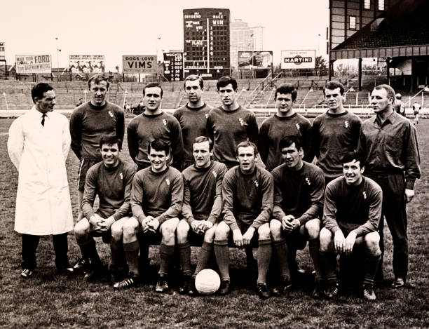 Chelsea Football Club at Stamford Bridge in London on 19th May 1967. Back row, left to right: Harry Medhurst , Joe Kirkup, Ron Harris, Marvin Hinton,...