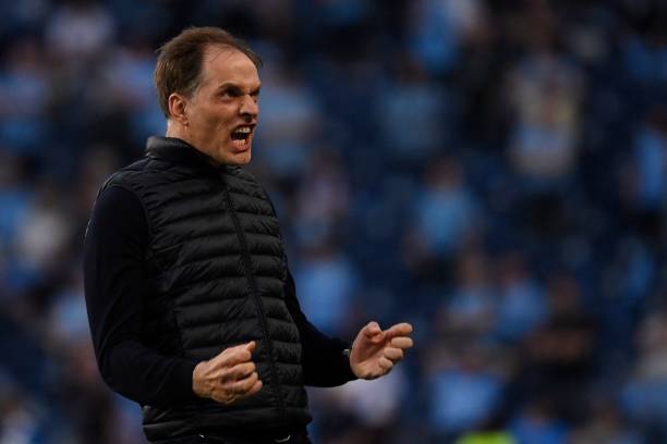 Chelsea's German coach Thomas Tuchel celebrates the first goal during the UEFA Champions League final football match between Manchester City and...