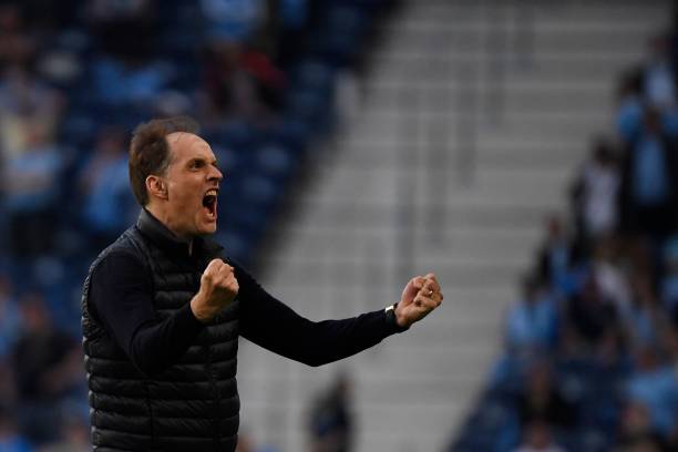 Chelsea's German coach Thomas Tuchel celebrates the first goal during the UEFA Champions League final football match between Manchester City and...