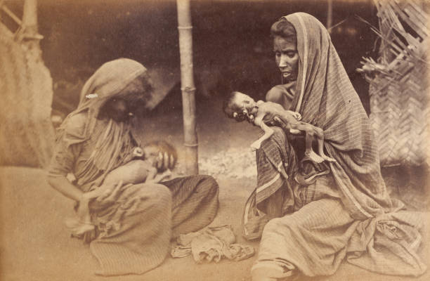Children born of famine stricken mothers in Madras , India, 1876. Madras Famine 1876-1878.