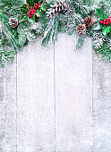 Christmas and New Year background with fir branches
