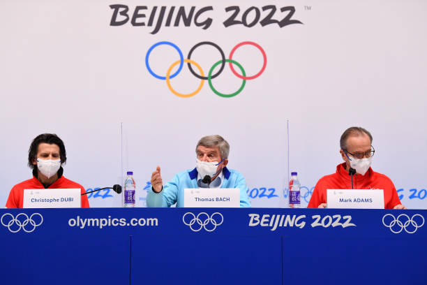 Christophe Dubi, IOC Olympic Games Executive Director, Thomas Bach, The International Olympic Committee President and Mark Adams, IOC Spokesperson...
