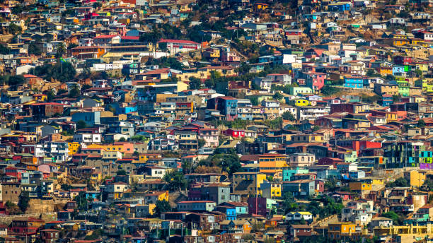 cityscape of valparaiso, chile - valparaiso chile foto e immagini stock