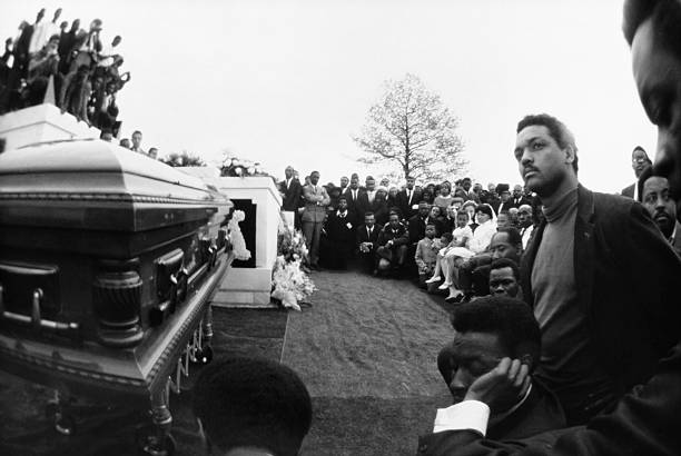 Civil Rights leader Reverend Jesse Jackson attends the burial services of Martin Luther King Jr. In South View Cemetery.