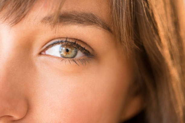 Close up of eye of mixed race woman