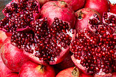 Close up of fresh and juicy pomegranate