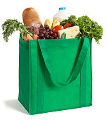 Close-up of reusable grocery bag filled with fresh produce